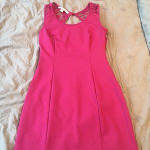 Lauren Conrad dress, size 4, fuchsia, with lace back detailing